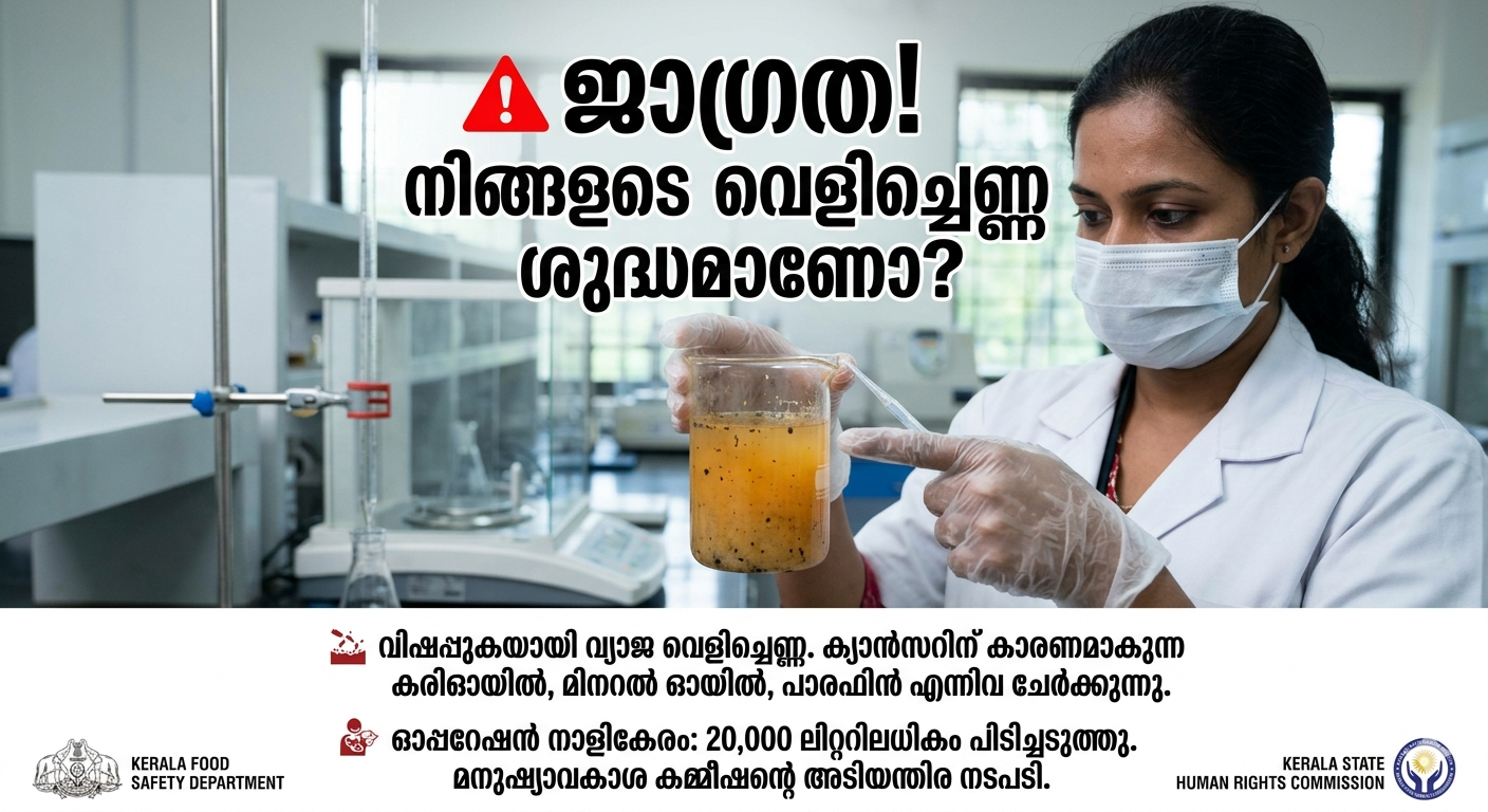 വ്യാജ വെളിച്ചെണ്ണ വിപണനത്തിനെതിരെ കർശന നടപടിയുമായി ഭക്ഷ്യസുരക്ഷാ വകുപ്പും മനുഷ്യാവകാശ കമ്മീഷനും
