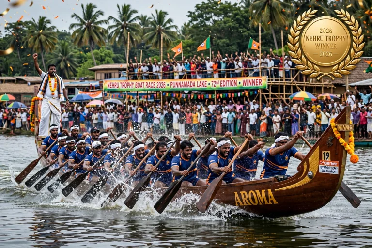 പുന്നമടയിൽ  പിറന്ന അത്ഭുതവിജയം!  കന്നിയങ്കത്തിൽ തന്നെ നെഹ്റു ട്രോഫി സ്വന്തമാക്കി അരോമ ചുണ്ടൻ — കേരളത്തിന്റെ ജലമണ്ണിൽ പിറന്ന പുതിയ ചരിത്രം!
